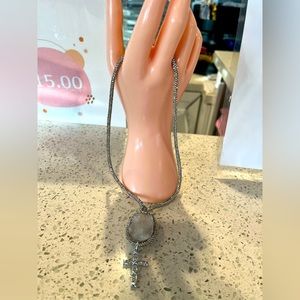 Quartz rear view mirror decor/ necklace